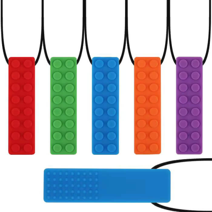 Sensory Chew Necklace Brick Chewy Kids Silicone Biting Teether Toy