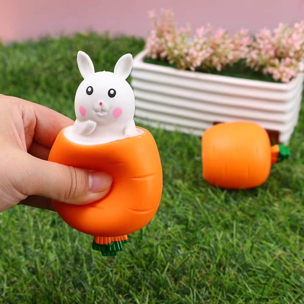 2pcs Sticky Carrot Rabbit Squeeze Telescopic Toys Kids Children’s Radish Rabbit Cup
