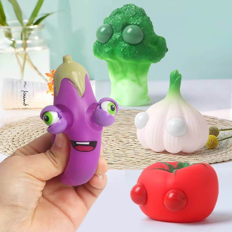 1 PC Novelty Stress Relief Toys with Pop Out Eyes Vegetables Kneading Slow Rebound Silicone Toys