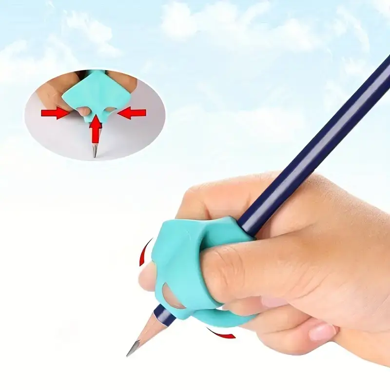5pcs Student Grip Pen Corrector Set Elementary School Students Writing Corrector Soft Rubber Writing