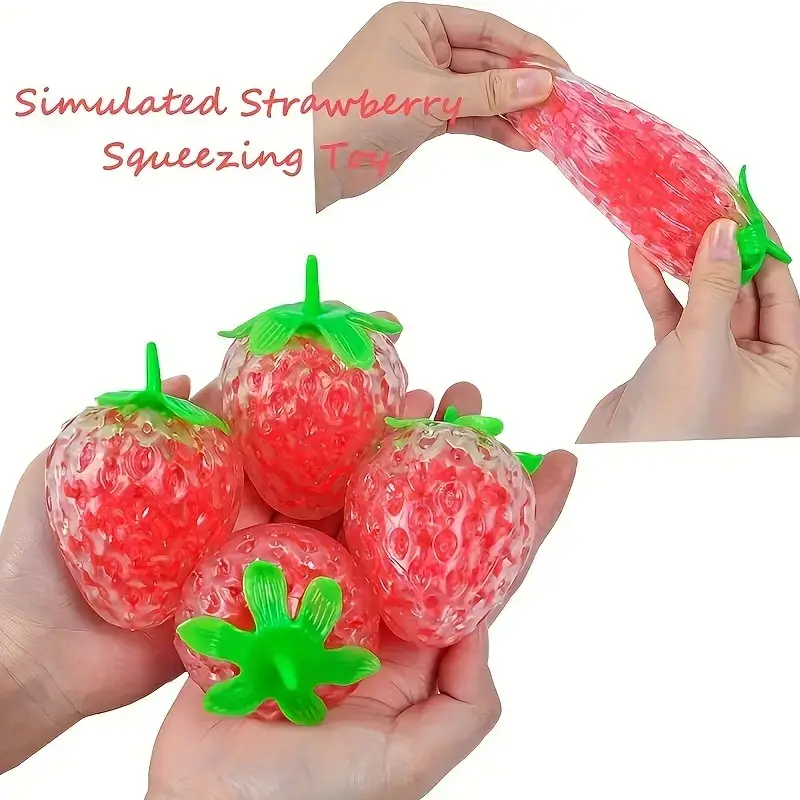 2-Pcs TPR Strawberry Squeeze Toys, Sensory Fidget Toys for Relaxation, Mood Enhancement
