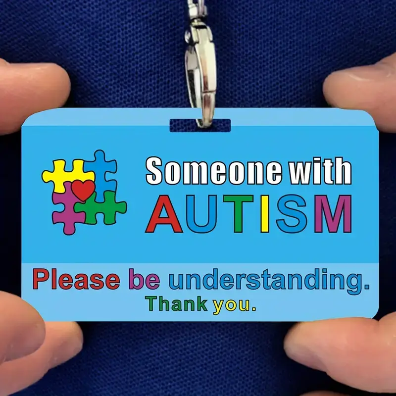 1pc 9×5.4cm 3.5×2.1in Someone With Autism Caring Card Autism Reminder PVC Waterproof Fade-resistant Matte Surface