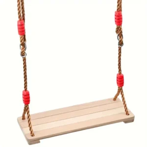 1pc Wooden Swing Set for Children 3-6 Years - Outdoor Adjustable Tree Swing with Durable Hanging Ropes, Non-Textile Hand-Washable Seat - Perfect for Backyard & Playground Swing Seats