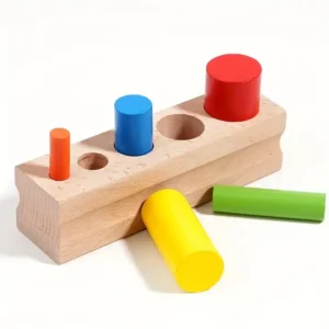 Wooden Colorful Cylinder Stacking Toy for Youngsters – Educational Puzzle to Enhance Color Recognition, Hand-Eye Coordination & Fine Motor Skills
