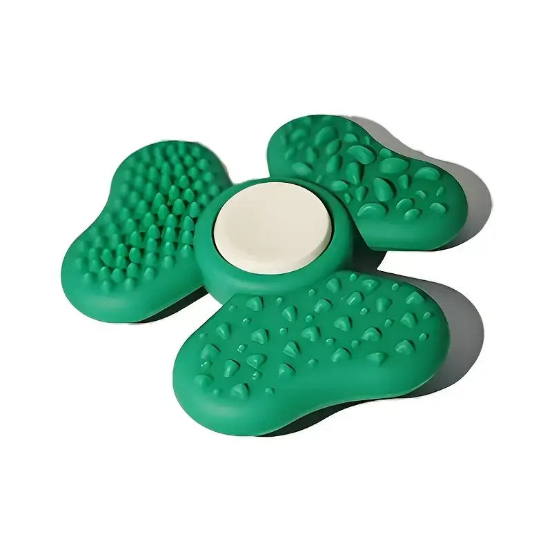 1pc Green Textured Sensory Spinner Toy – Rotating Stone for Autism, Silent Desk Gadget with 6 Tactile Surfaces, Fidget Toy for ADHD & Disabilities