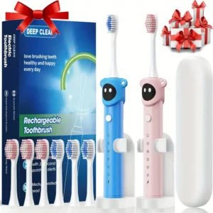 Rechargeable Children's Toothbrush, Soft Bristle Head | 6 Modes, 4 Brush Heads, Travel Box, DIY Design, Suitable for Ages 3-12