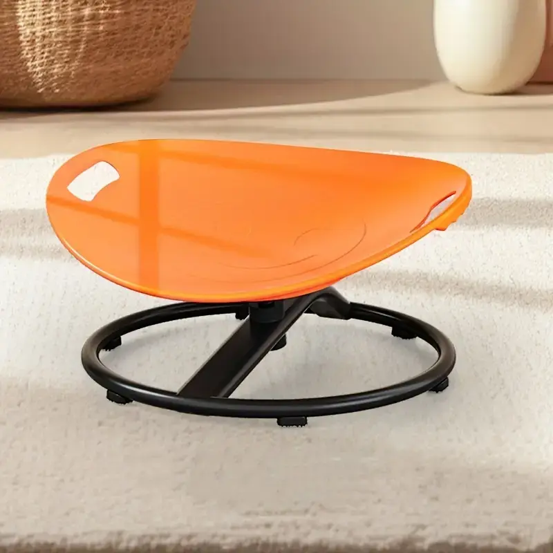 Ergonomic Sensory Spinner Chair – Wave Motion Design, Non-Slip Metal Base, Durable Plastic, Ideal for Training Centers, Gyms, and Rehabilitation Spaces, Orange Oval Eggshell Style, Wipe-Clean Surface, Enhances Coordination
